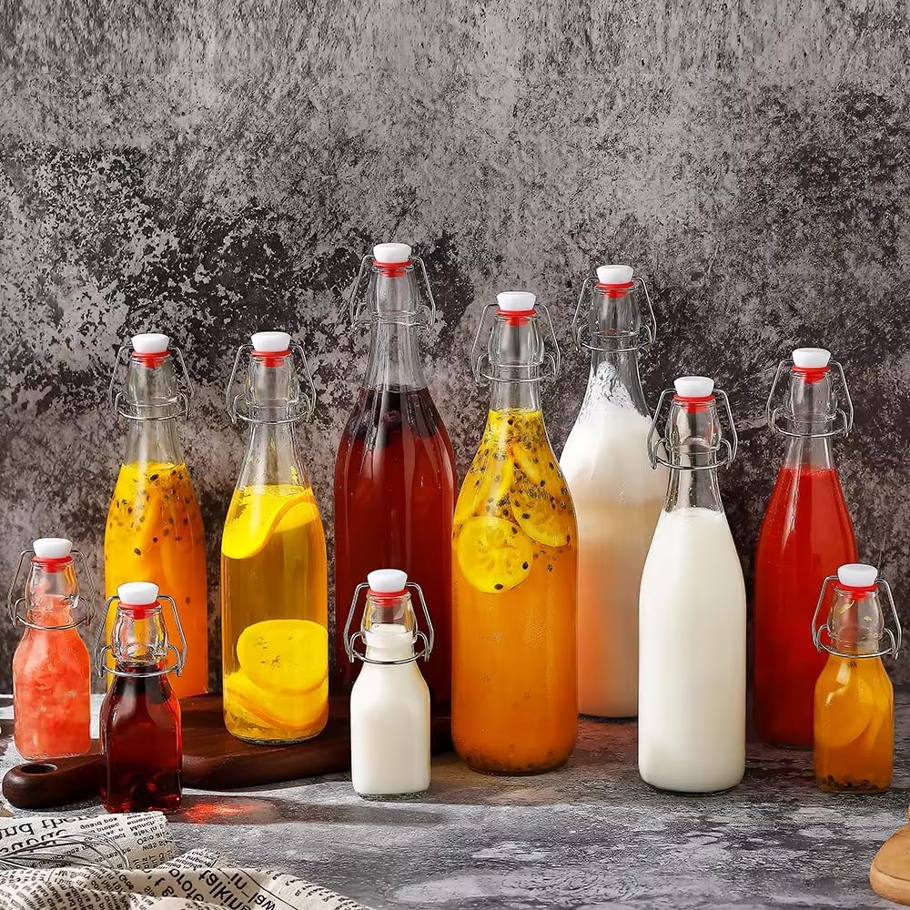 4x 2L Leere Glasflasche Zum Befüllen | BügelFLASCHE
