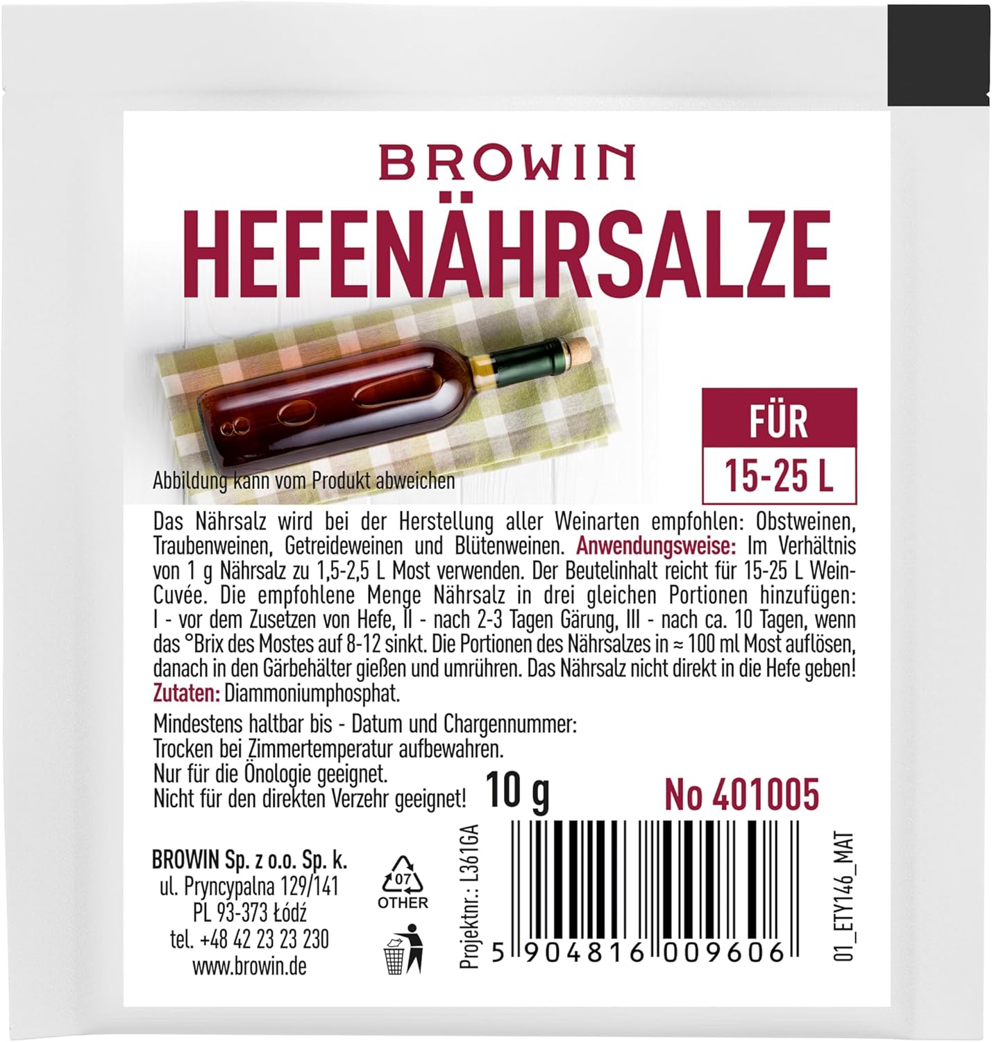 3x 10g Hefenährsalz - für alle Weinsorte universal