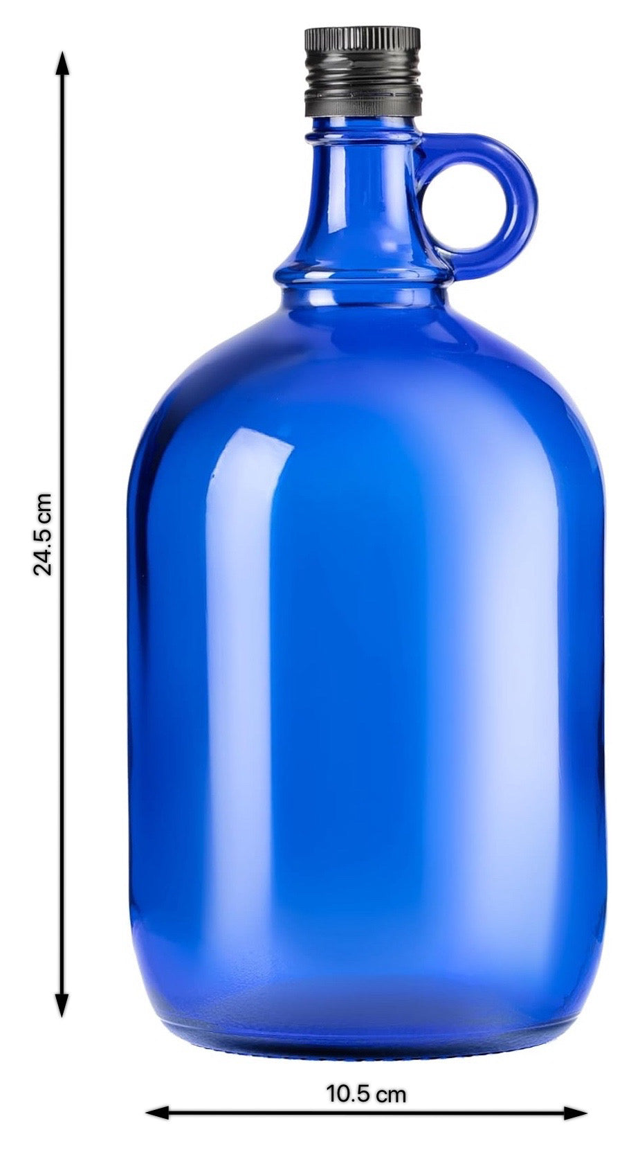 1L Blaue Glasflasche mit integriertem Ausgießer & Schraubverschluss