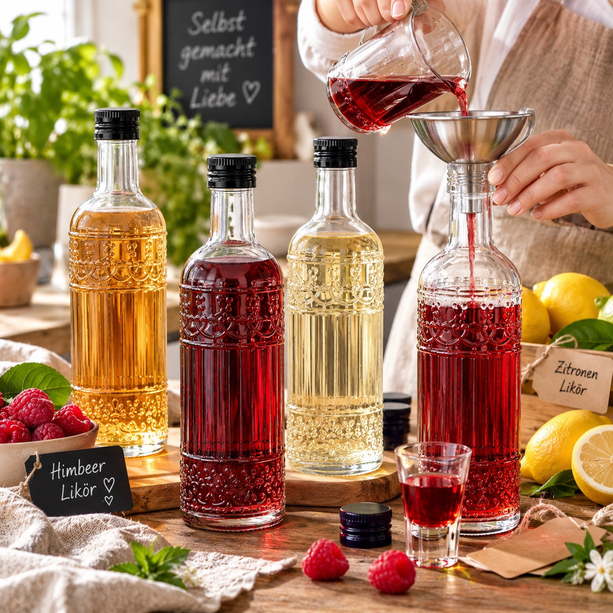12x Likörflasche 500 ml aus Glas
