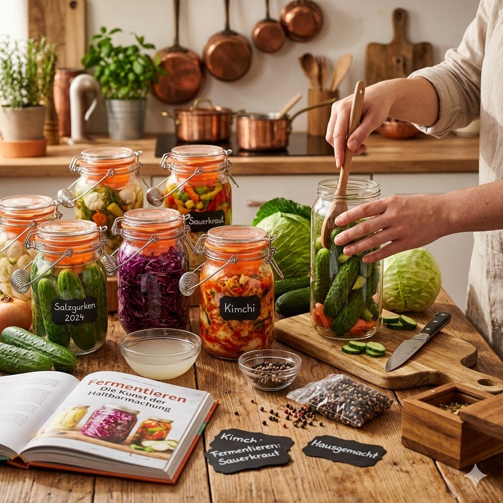 2L Premium Fermentierglas mit Niederhalter & Beschwerer