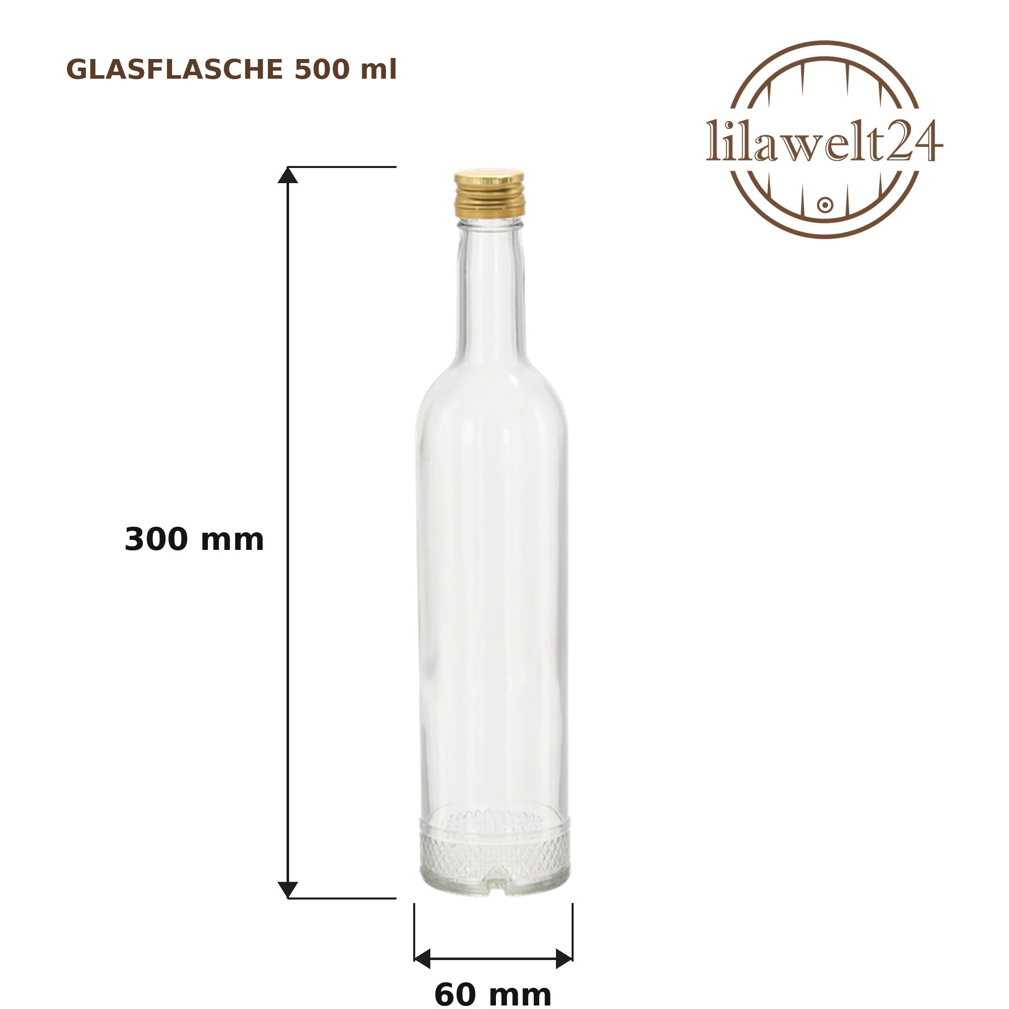 8x 500 ml Glasflasche mit Schraubverschluss