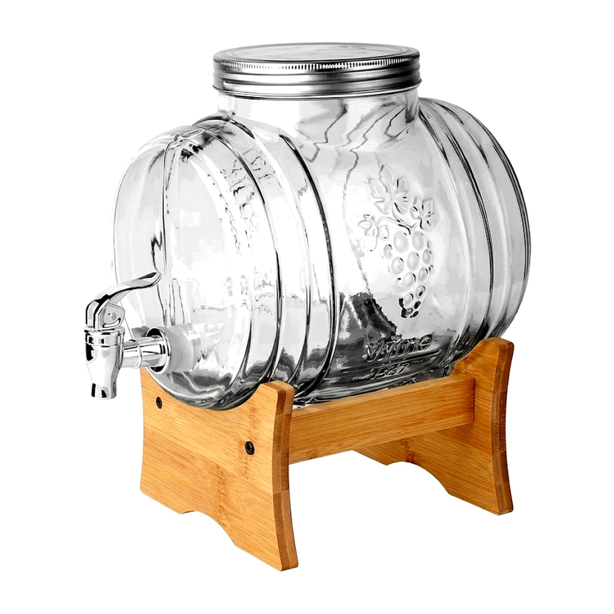 3L Glasfass mit Zapfhahn und Holzständer