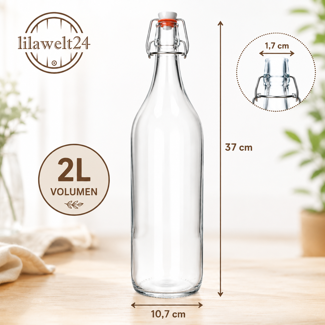 12× 2L Bügelflasche – für Liköre, Honigwein, Bier & Limonade