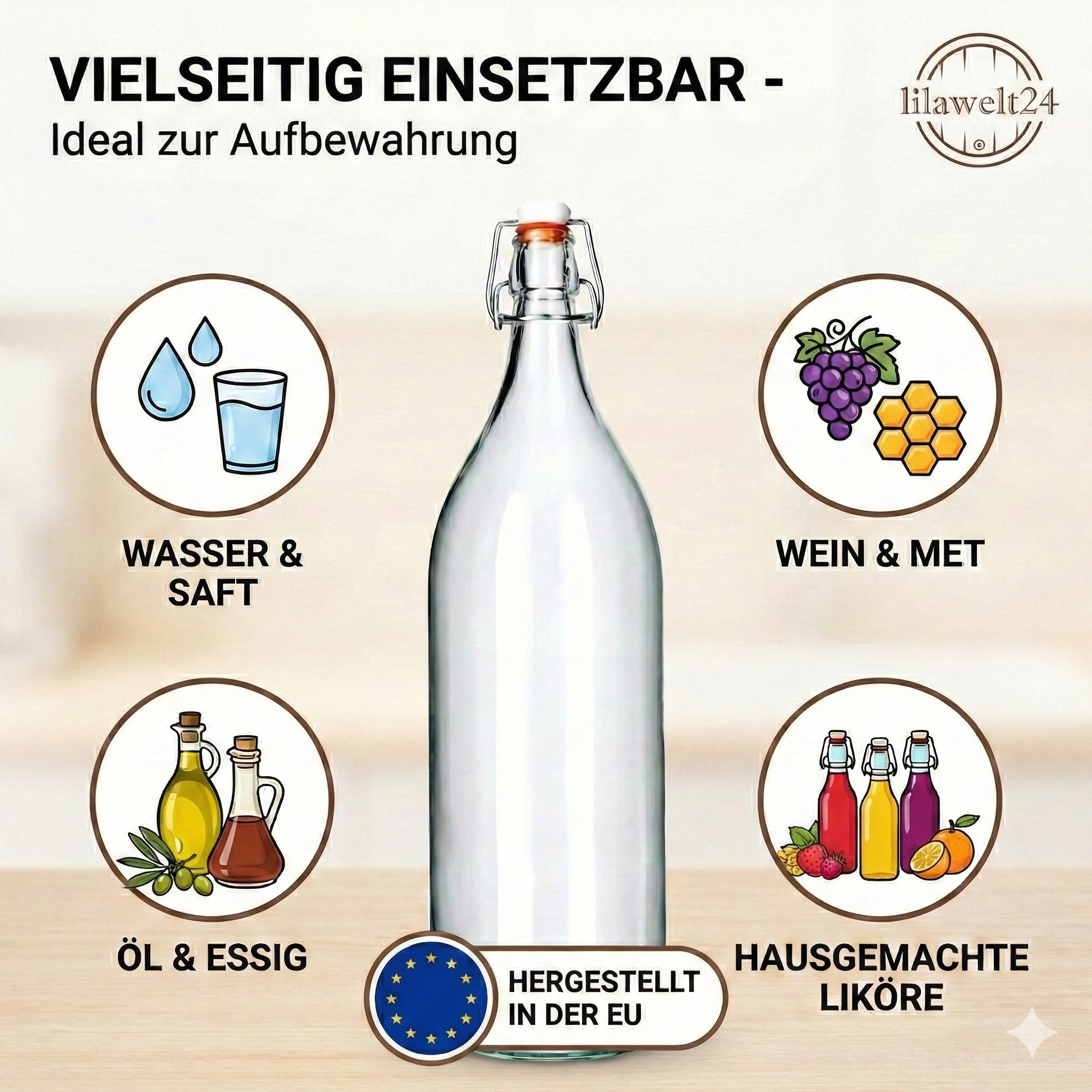 2L Bügelflasche – für Liköre, Honigwein, Bier & Limonade