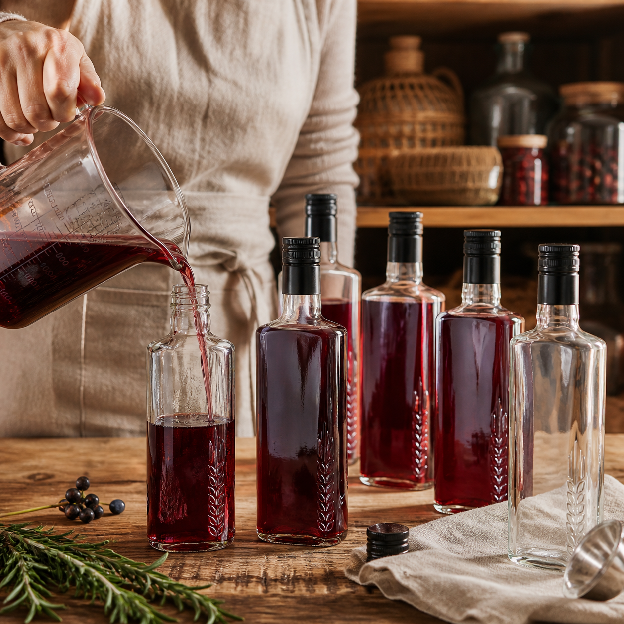 6× 250 ml Glasflasche mit Schraubverschluss