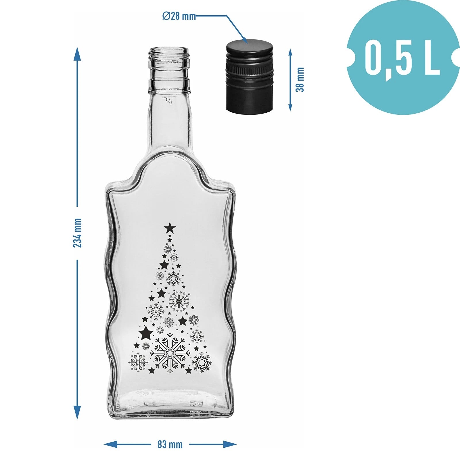 6x 500ml Weihnachtsflaschen