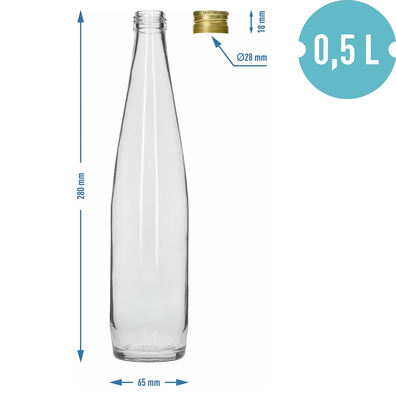 6× 500 ml Glasflasche mit Schraubverschluss