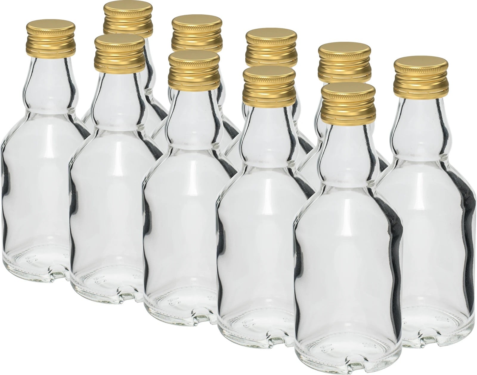 10x 50ml Glasflaschen Set mit Schraubverschluss – Mini Flaschen für Schnaps & Proben