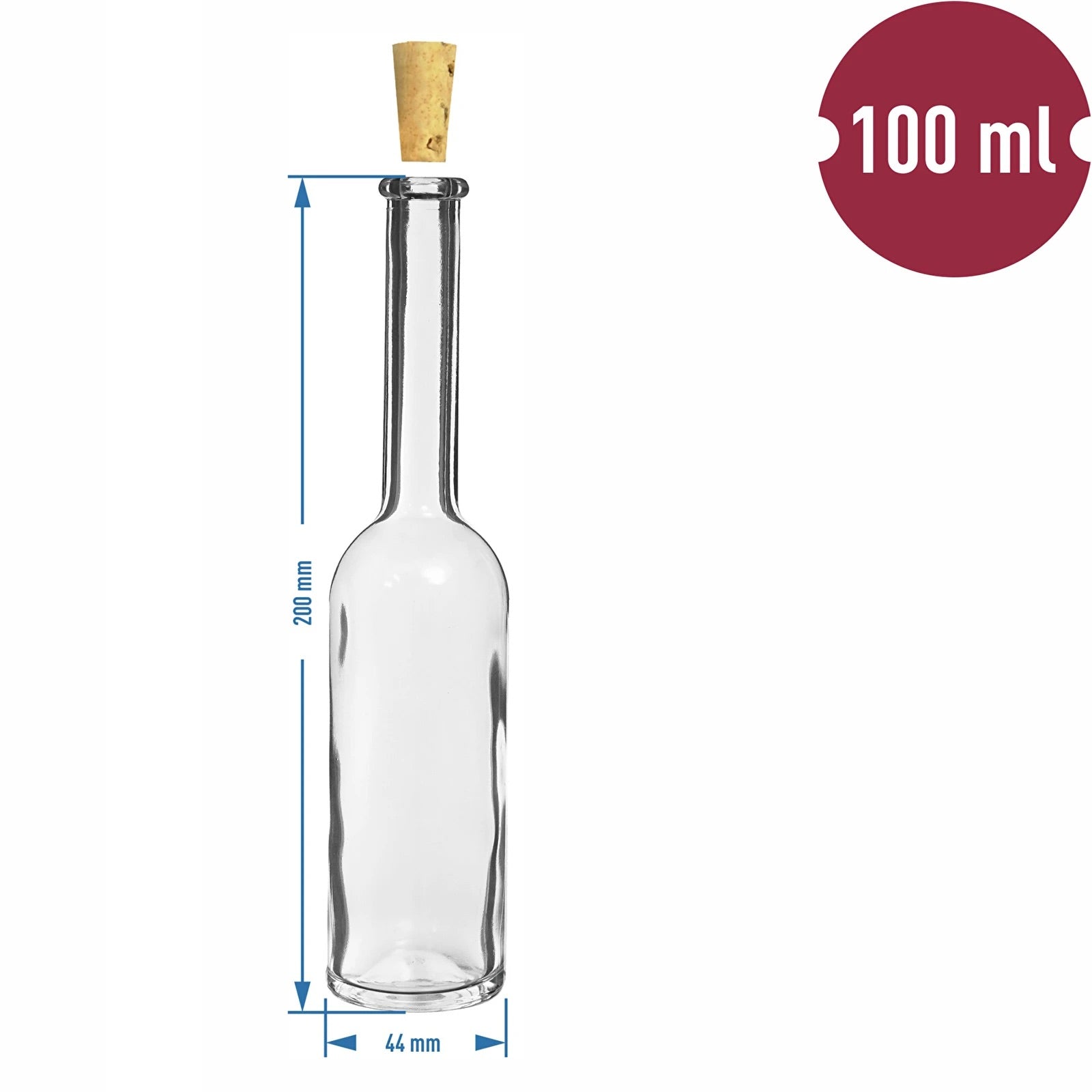 6x 100ml Glasflaschen Set mit Naturkorken – Kleine Flaschen für Likör, Öl & Gastgeschenke