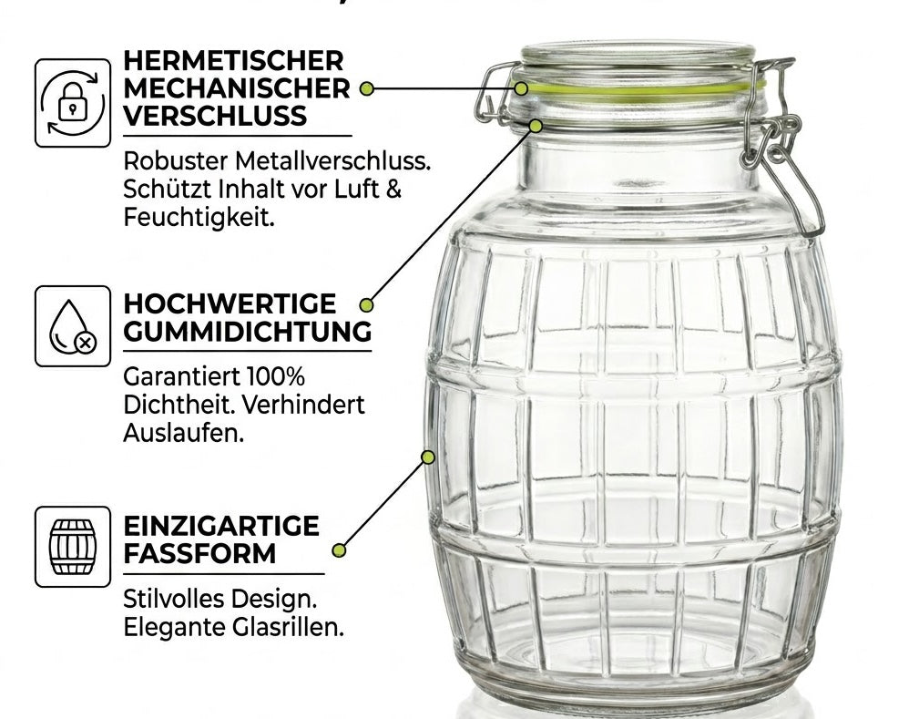 Großes Einmachglas 2,8L mit Bügelverschluss