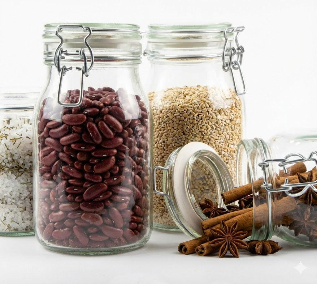 6x Vorratsgläser 1100ml (1,1L) – mit Bügelverschluss & Gummiring