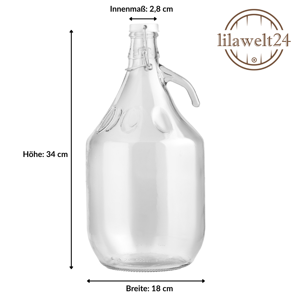 2x 5 L Glasflasche mit Bügelverschluss – ideal für Wein, Bier & Met