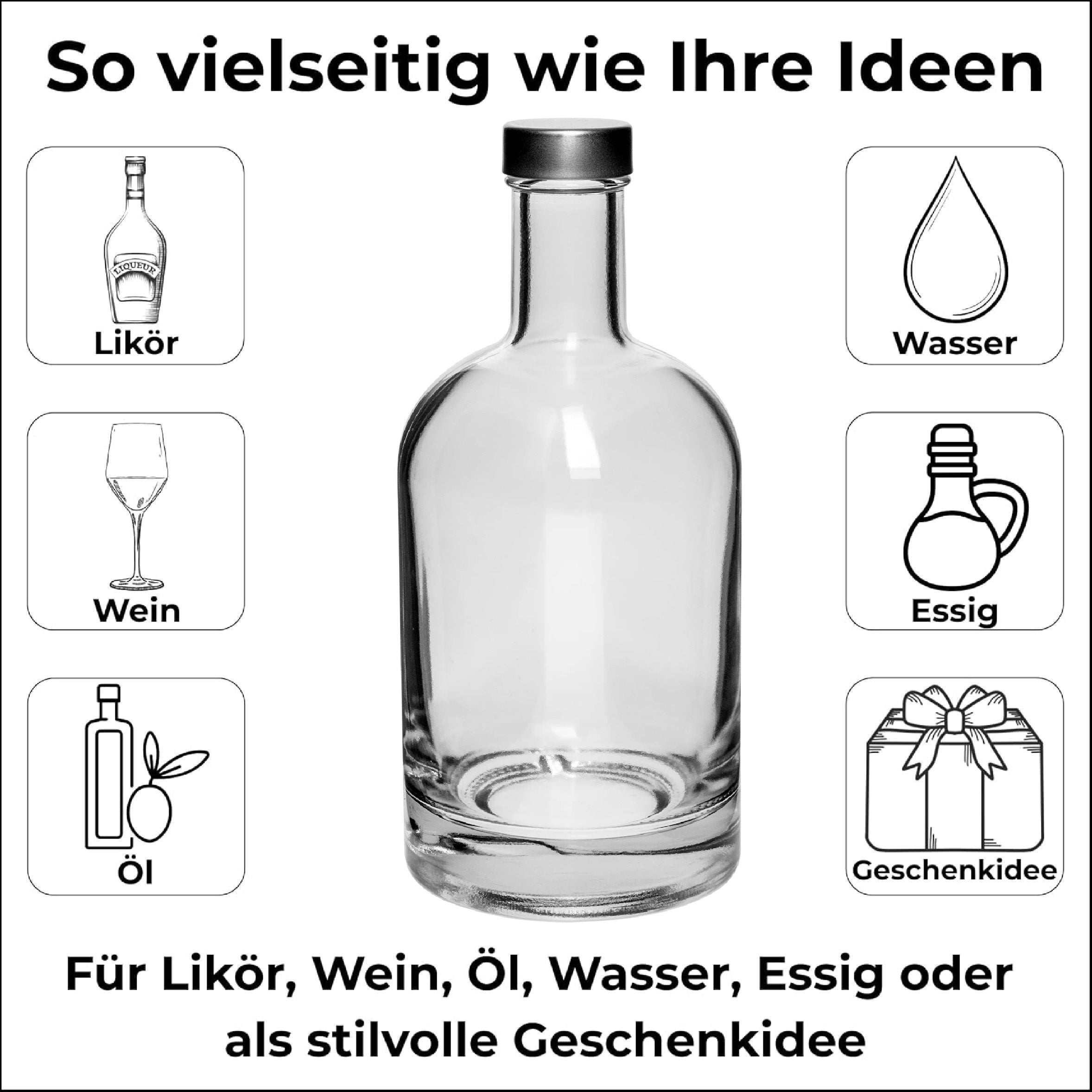 6x 0,5L Glasflasche mit Schraubverschluss