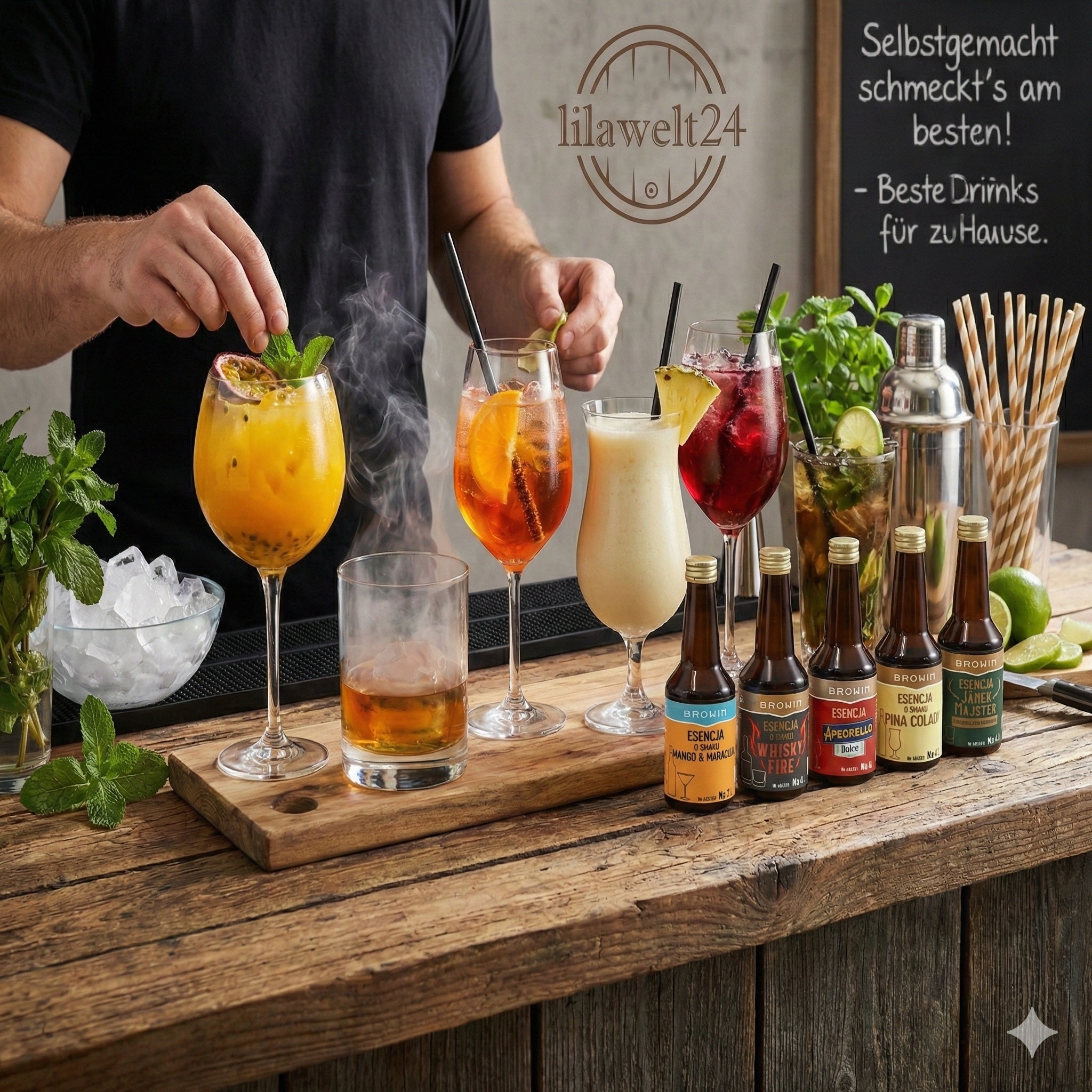 Cocktail-Essenzen Set 6× 40 ml, Aromen für Alkohol und Drinks