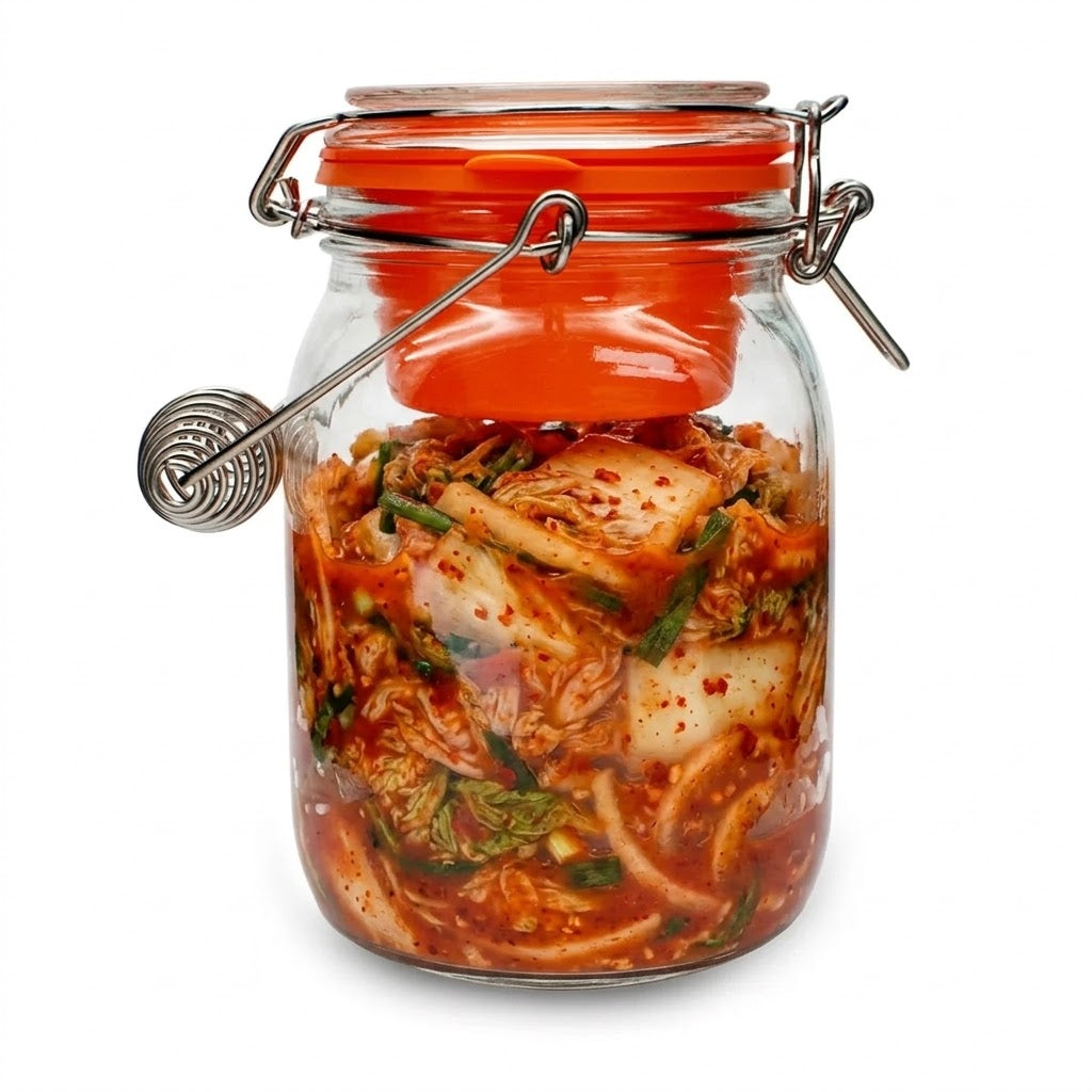 2L Premium Fermentierglas mit Niederhalter & Beschwerer