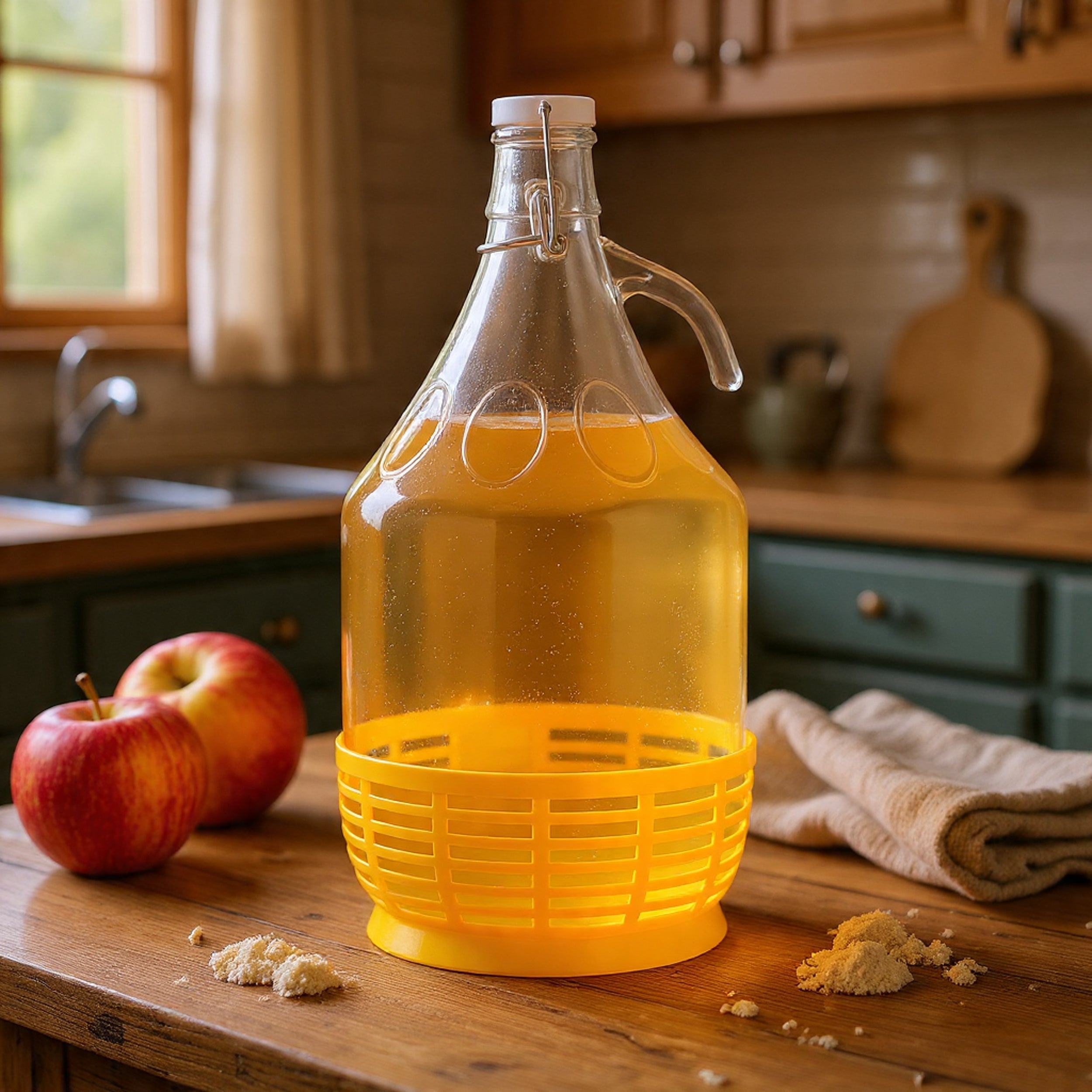 6x 5 L Glasballon mit Bügelverschluss & Kunststoffkorb – ideal für Wein, Bier & Met