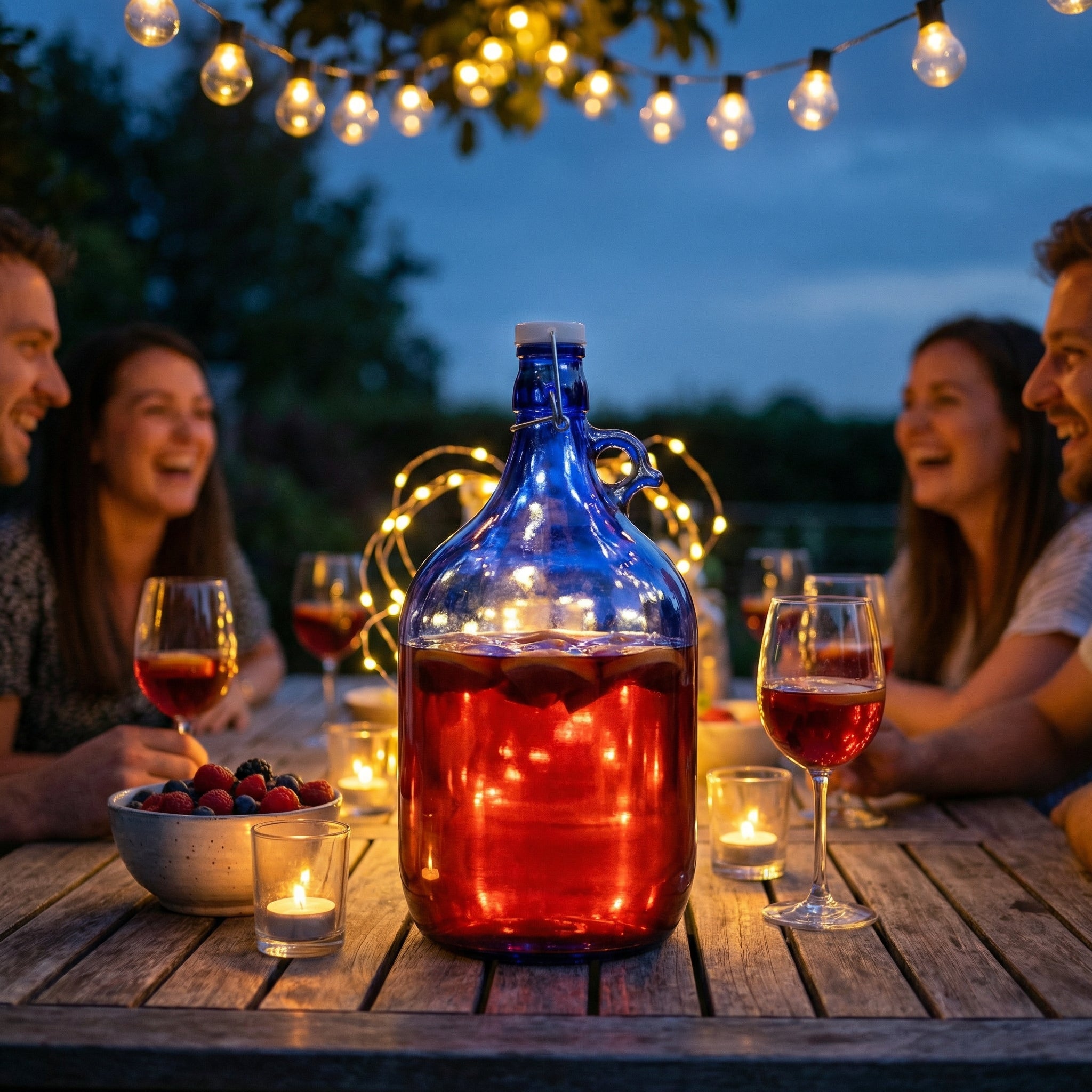 5L blaue Glasflasche mit Bügelverschluss und Rundgriff – UV-Schutz, hergestellt in der EU