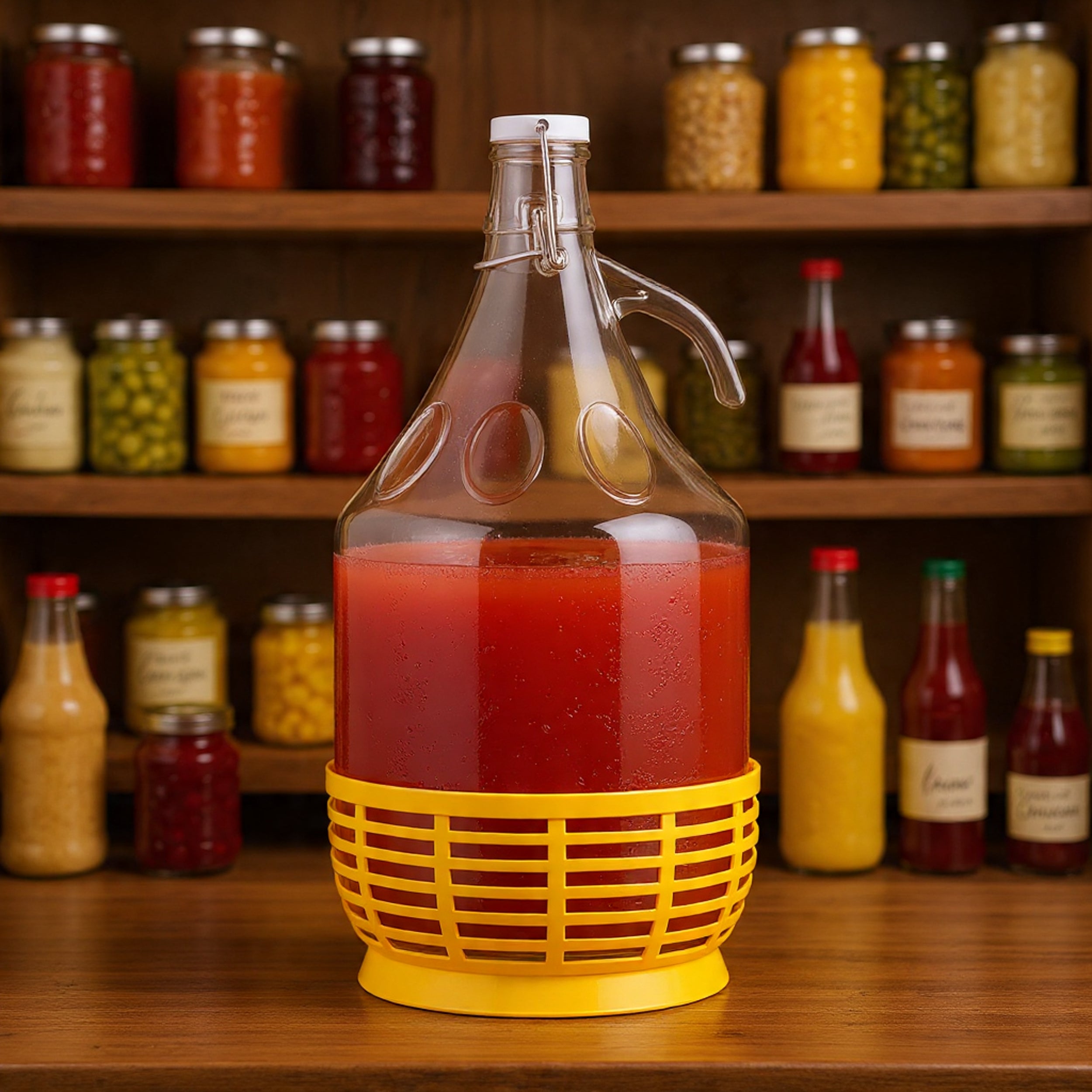 2x 5 L Glasballon mit Bügelverschluss & Kunststoffkorb – ideal für Wein, Bier & Met