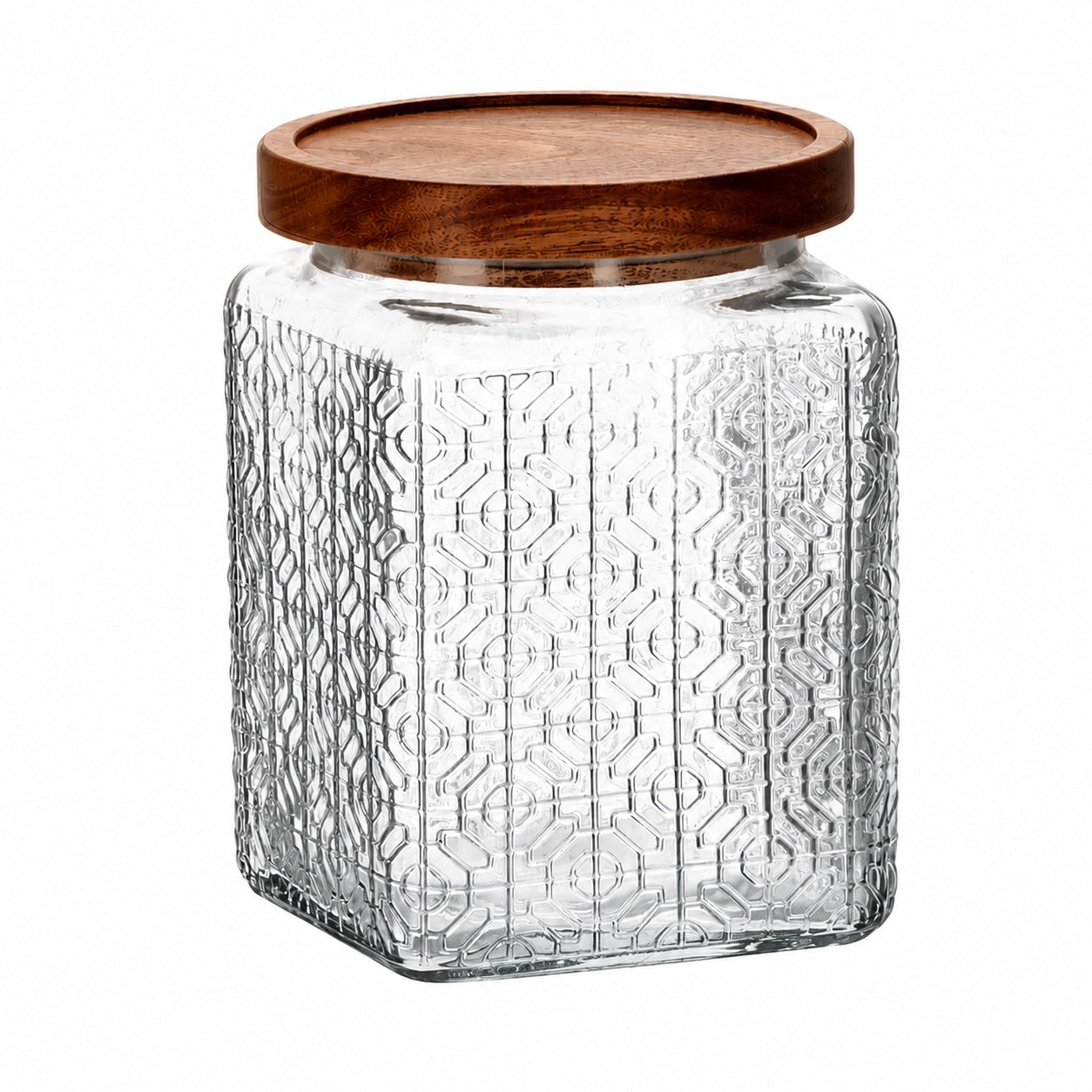 850 ml Vorratsglas mit Holzdeckel, eckiger Glasbehälter für Küche