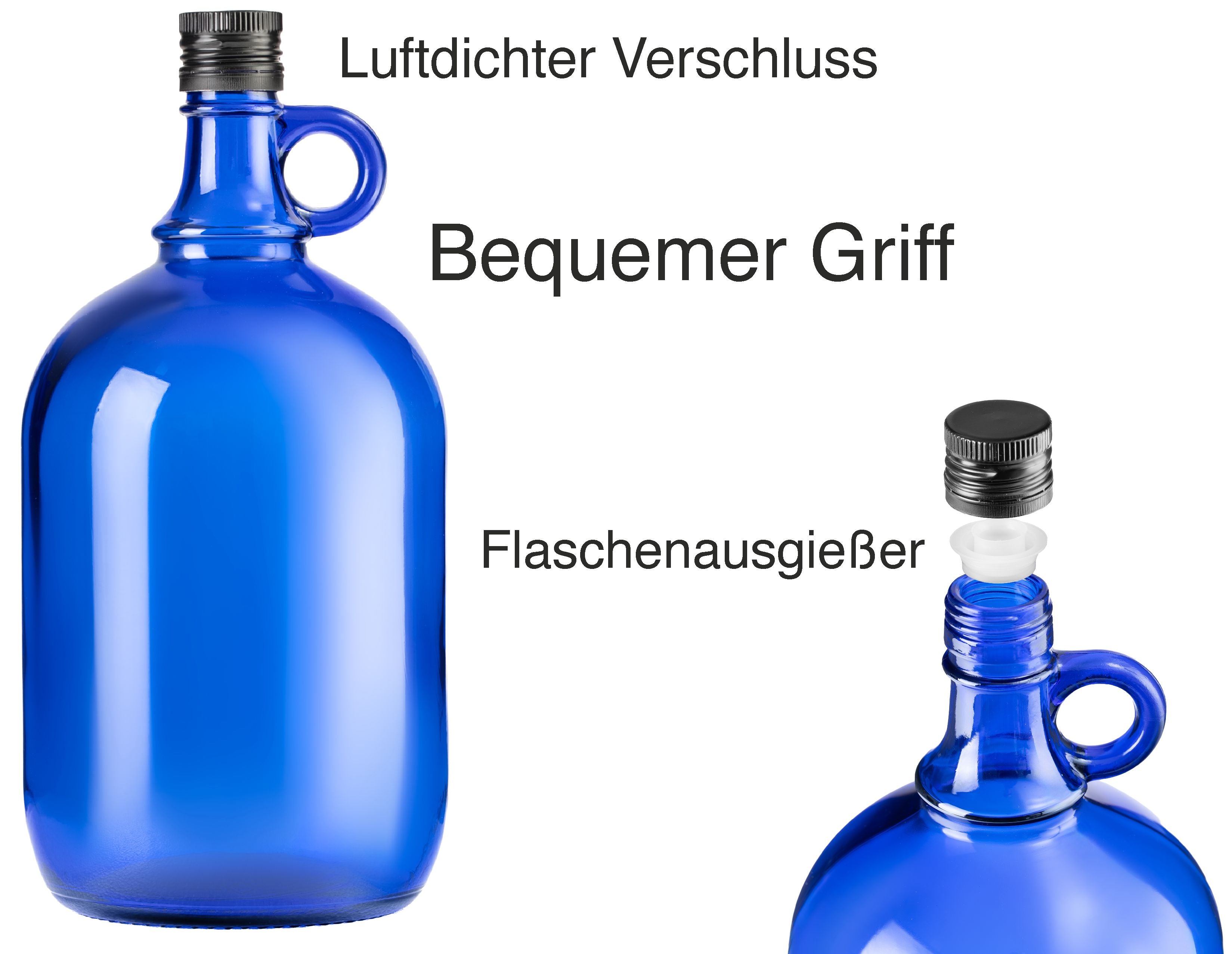 2L Flasche mit rundem Griff + Aussgießer