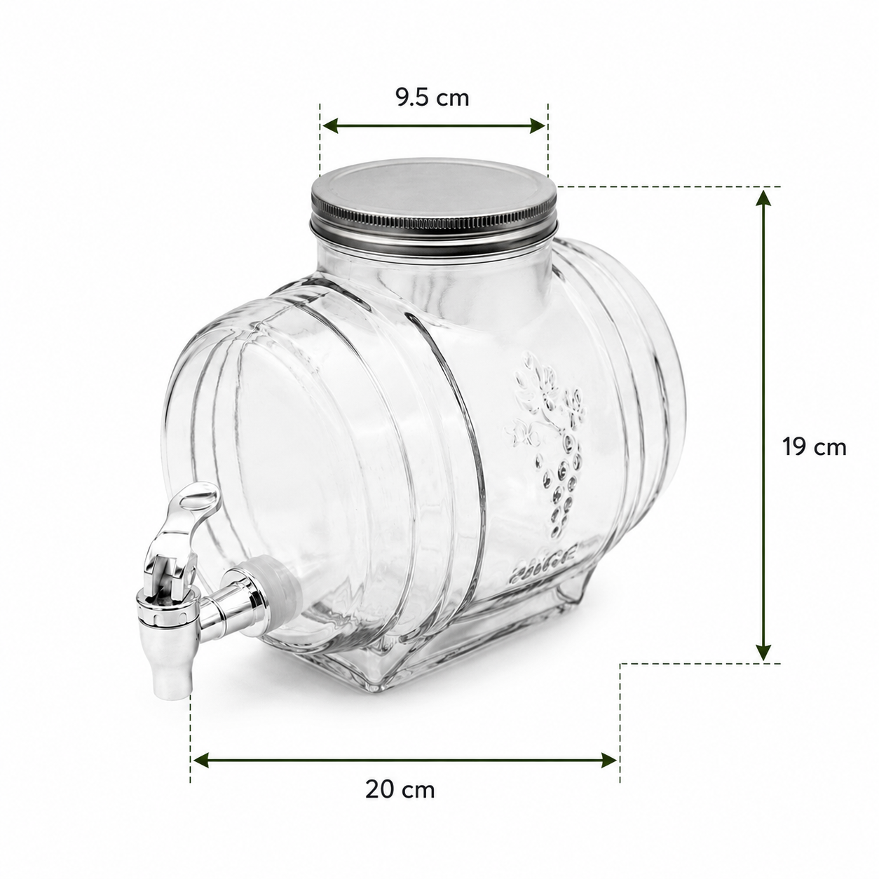 3L Glasfass mit Zapfhahn und Schraubdeckel