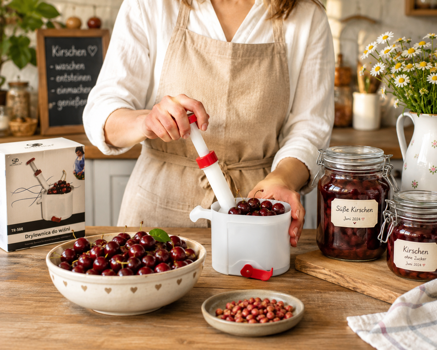 Kirschentkerner mit Saugfuß – Entkerner für Kirschen & Sauerkirschen
