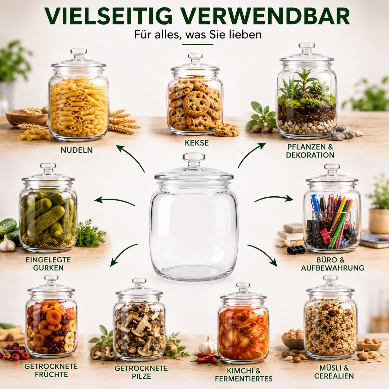 1,5 L Vorratsglas mit Glasdeckel und Dichtung
