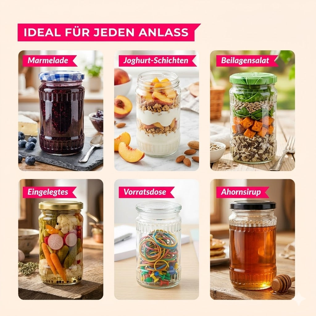 12x Einmachgläser 370 ml mit Deckel