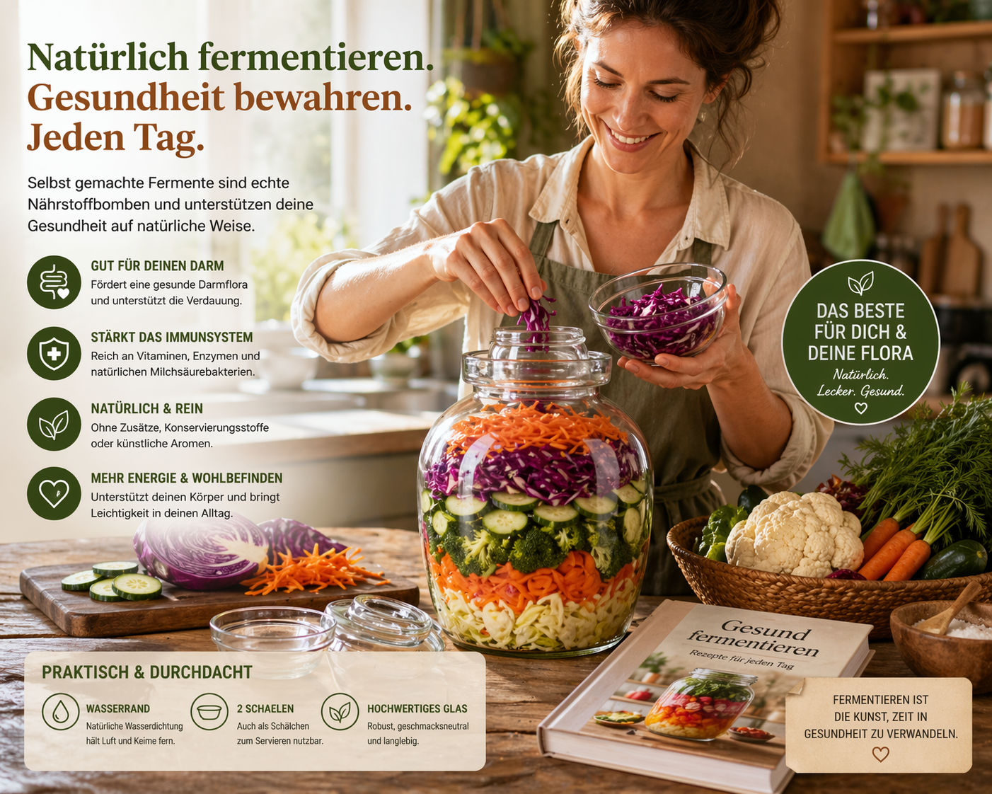 10 L Fermentationsglas mit Deckel – Für Kimchi, Sauerkraut & Kefir