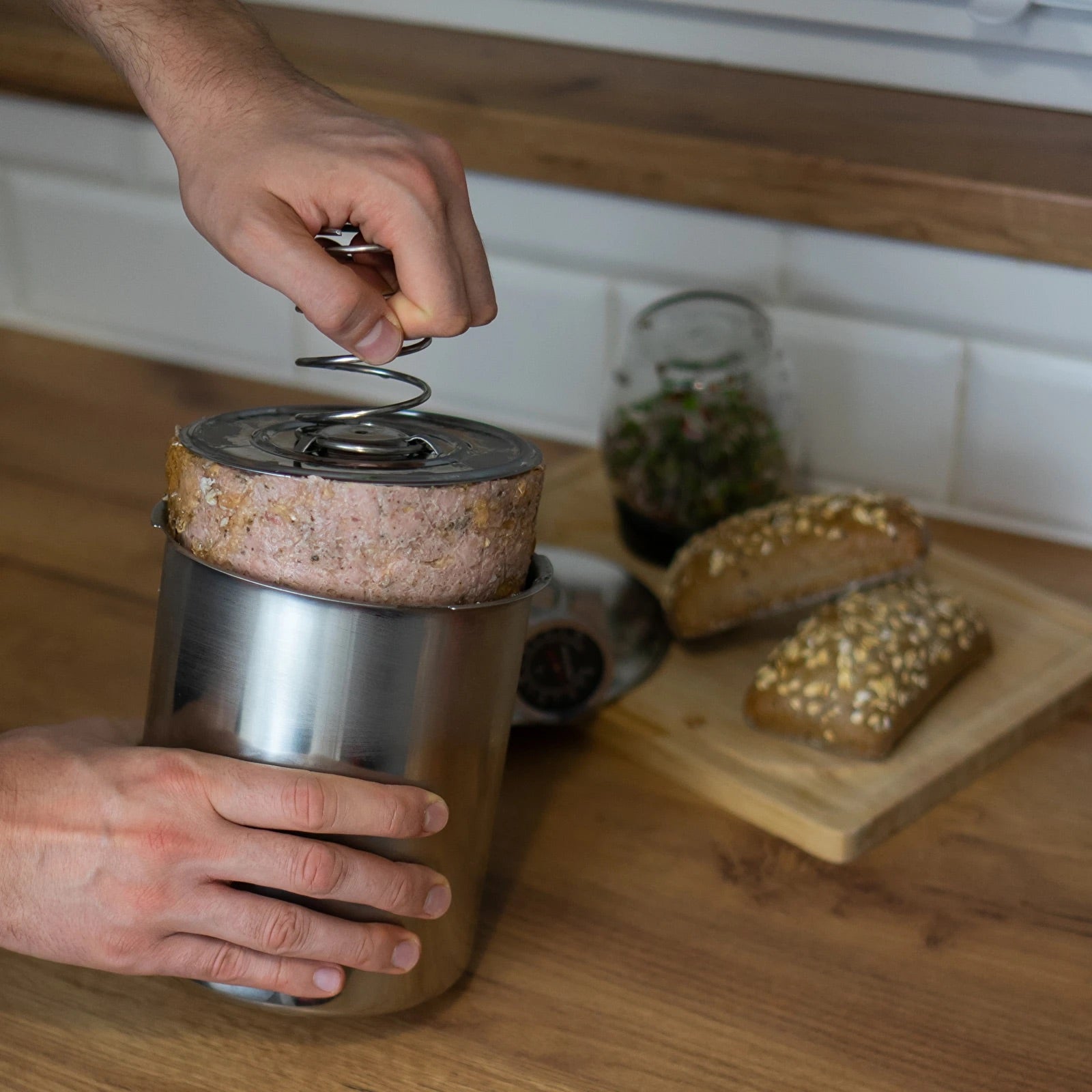 Schinkenkocher 1,5 kg im Wassermantel – Komplettes Set mit Topf & Thermometern