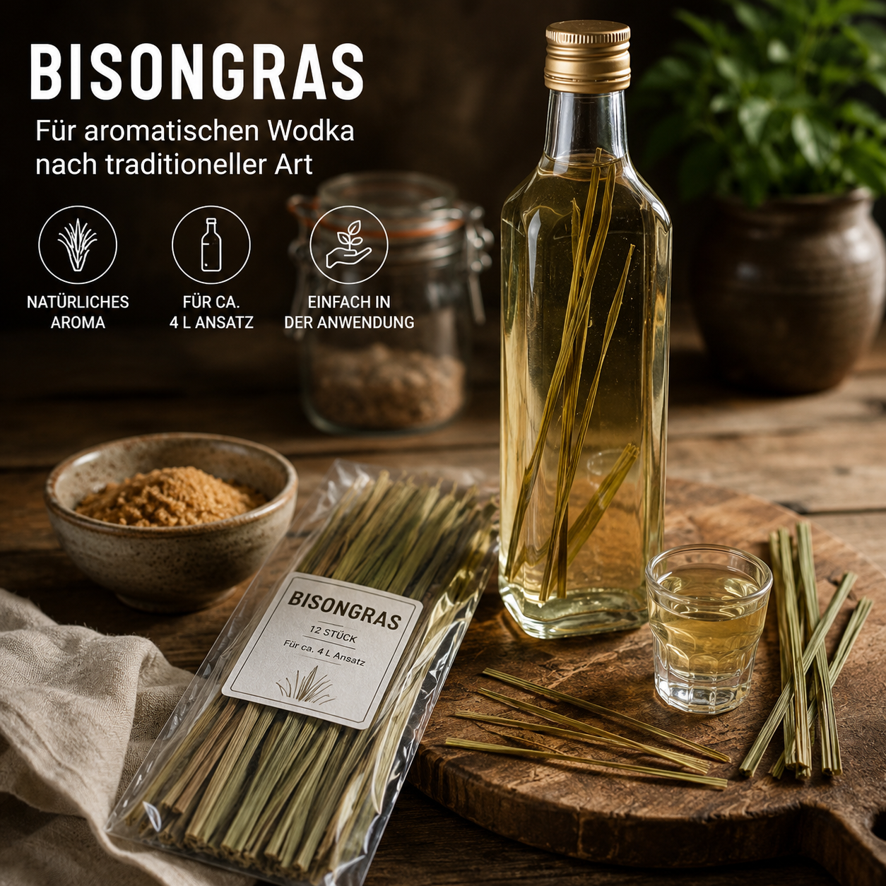 Bisongras 12 Stück  Mariengras zum Aromatisieren von Wodka