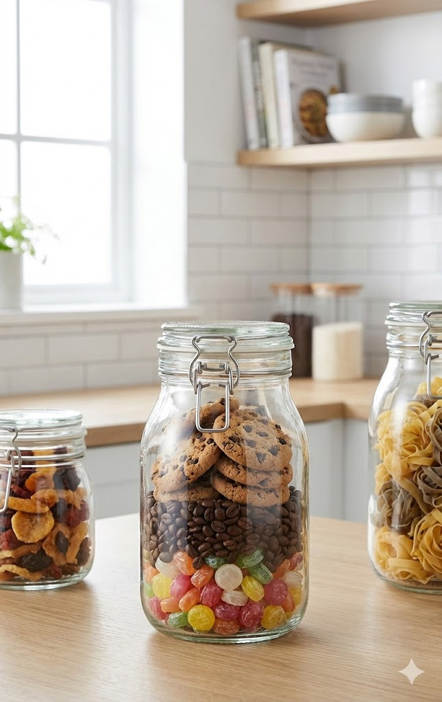 6x Vorratsgläser 1100ml (1,1L) – mit Bügelverschluss & Gummiring