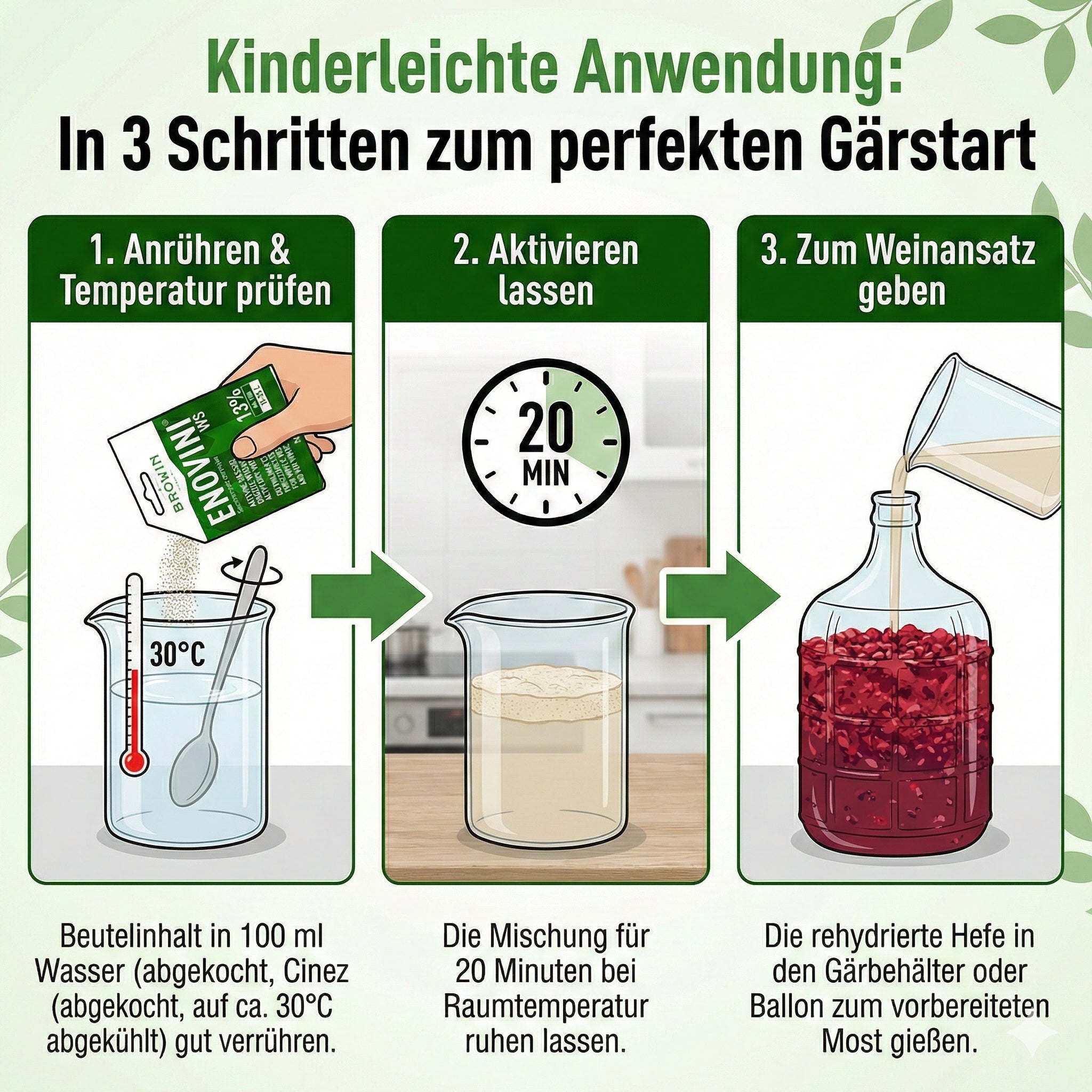 Enovini WS Weinhefe 7g – Universelle Trockenhefe für alle Obst- & Tafelweine