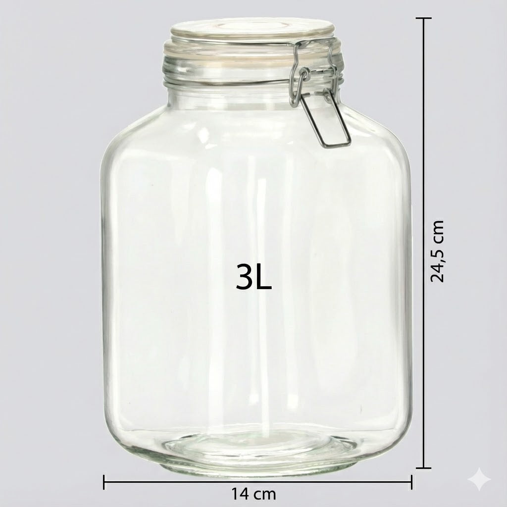 3L Vorratsglas mit Bügelverschluss und Dichtung