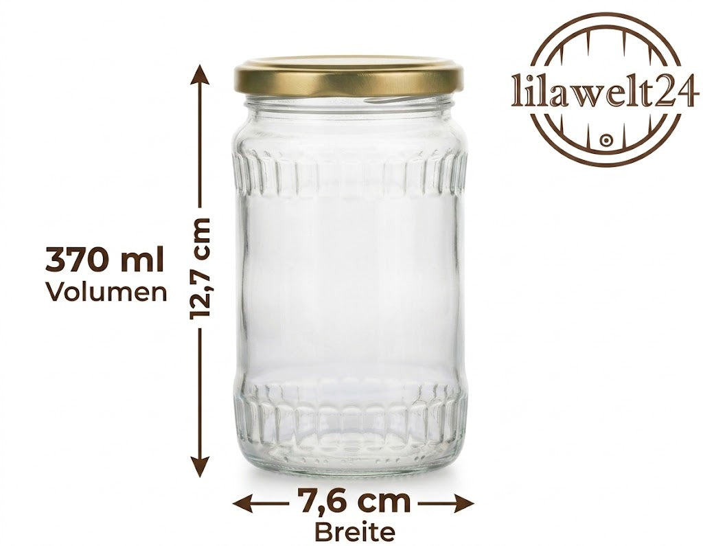 12x Einmachgläser 370 ml mit Deckel