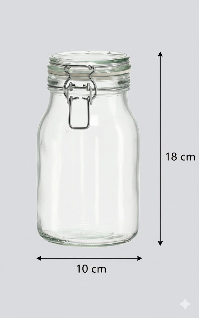 6x Vorratsgläser 1100ml (1,1L) – mit Bügelverschluss & Gummiring