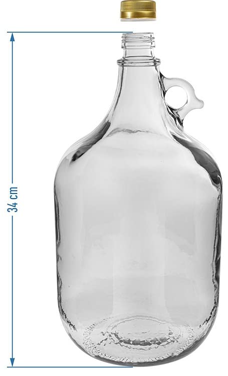 6 x 5L Glasflasche mit Ringgriff und Schraubverschluss