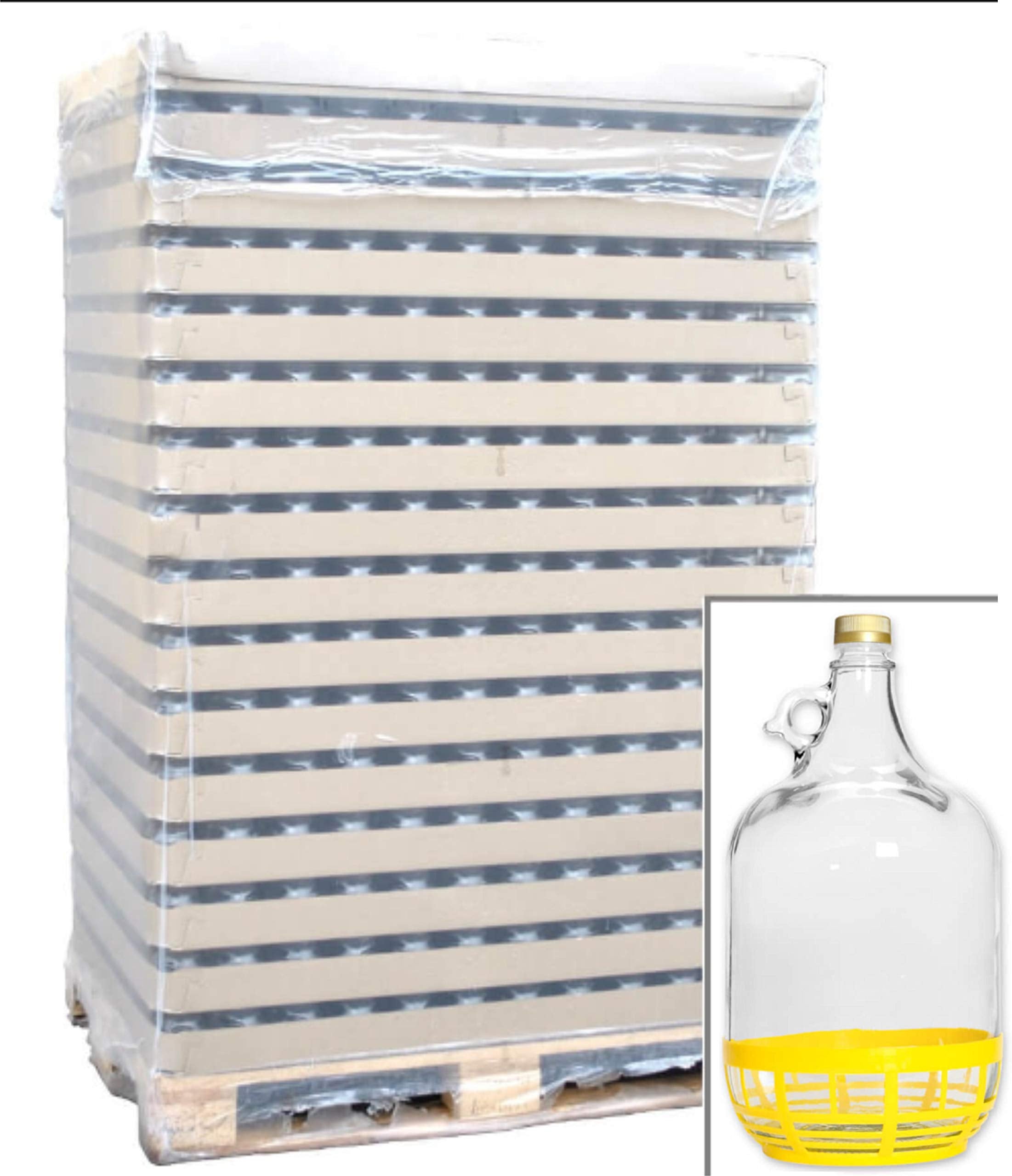 6 x 5L Glasflasche mit Ringgriff, Schutzkorb und Schraubverschluss